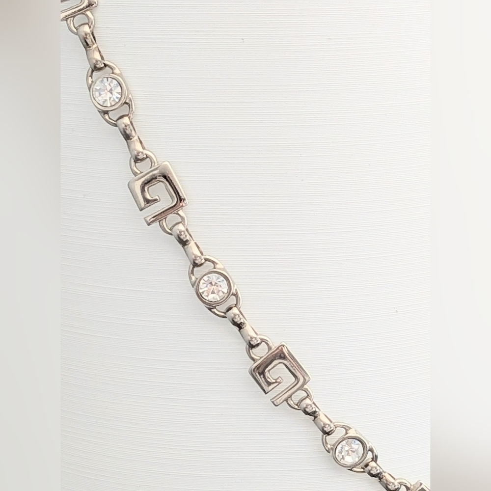 Women's Adjustable Silver Colored Chain Link Belt With Rhinestones